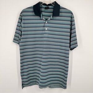 Dunning Golf Men's Striped Polo Shirt - Blue and Gray